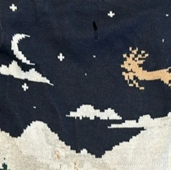 NWT HOLIDAY LANE Festive Reindeer Dog Sweater  Navy, White, Green - Picture 3 of 4